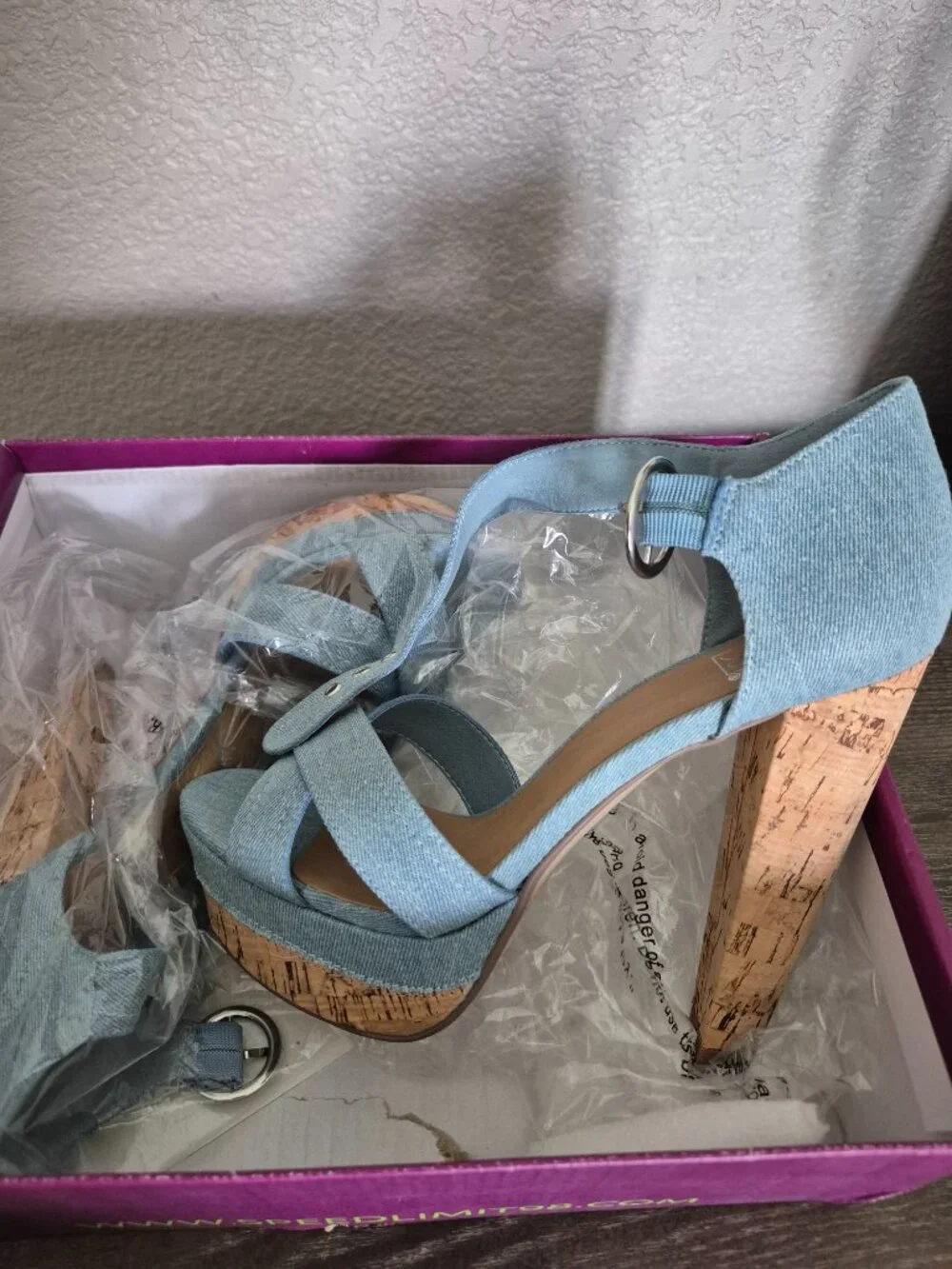 Denim heels